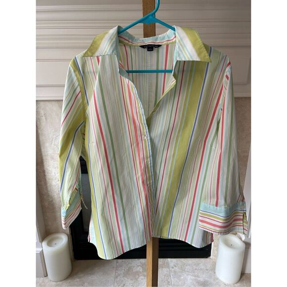 Lands’ End Women’s Striped Classic Button Down Shirt. Size 16. - Picture 1 of 7